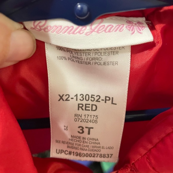 Bonnie Jean Girls' Red Puffer vest with ruffle sleeve size 3T - Picture 5 of 5
